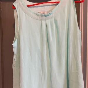 CJ Banks Light Blue Pleated Sleeveless Camisole